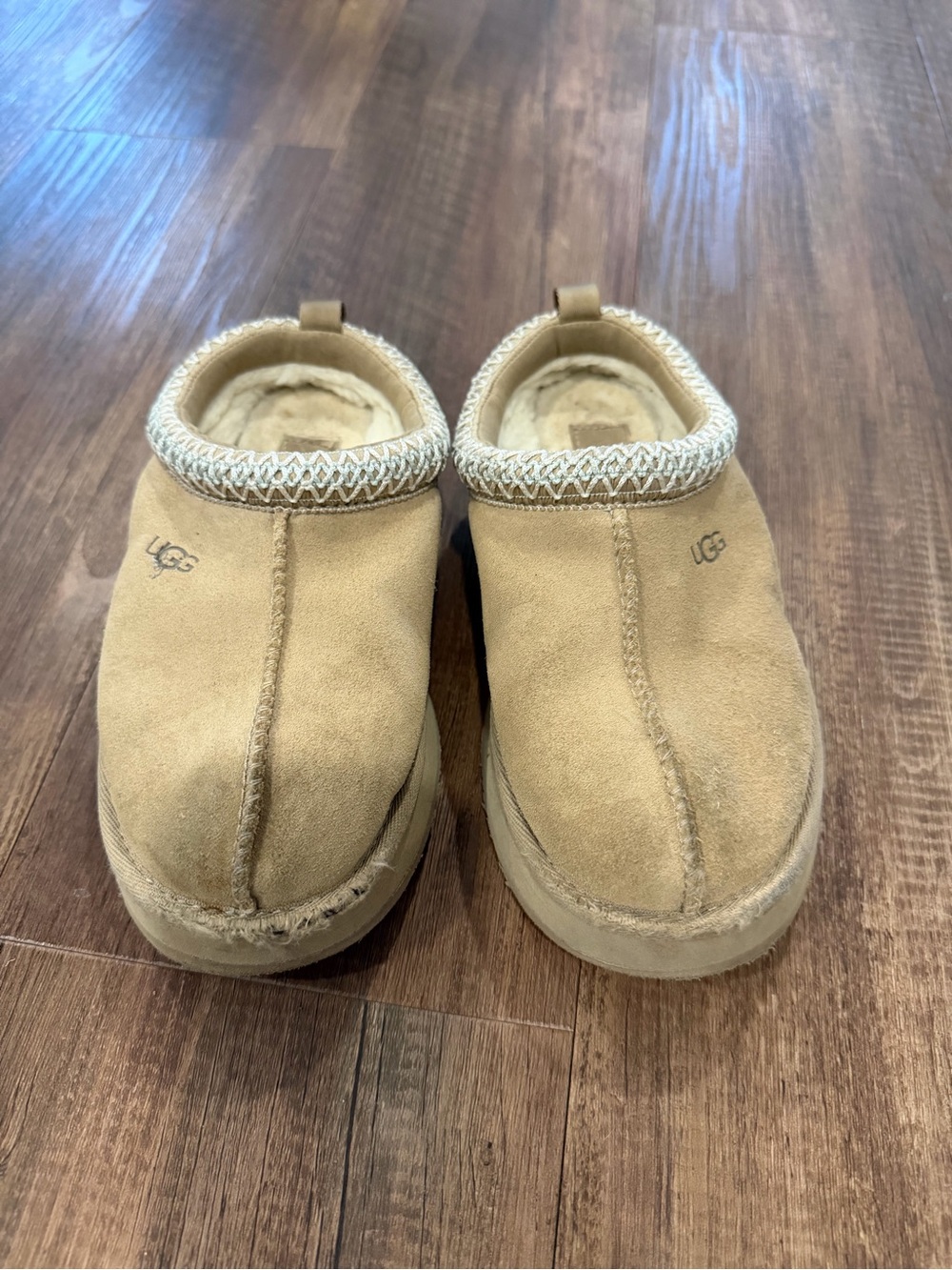 UGG Kids Suede Slip-On Moccasins in Chestnut Tan